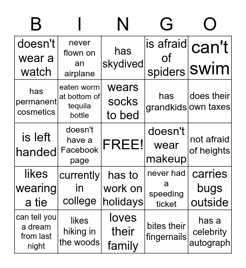 Find a Family Member for Each Bingo Square Bingo Card