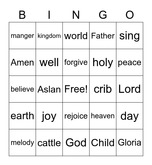 Dec 27,2020 Worship Bingo (A fun way to listen & engage with the worship service. Listen & check off words as you hear them. This is for fun. There are no prizes.) Bingo Card