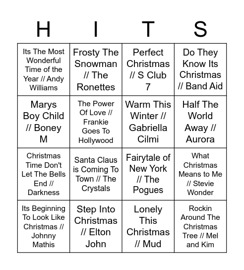 RnR Christmas Crackers Bingo Card