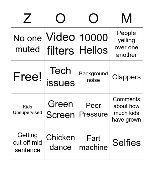 Kenehan Family Bingo Card