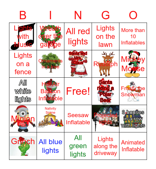 Christmas Light Bingo Card