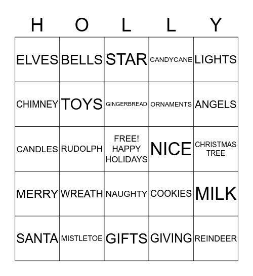 CHRISTMAS BINGO Card