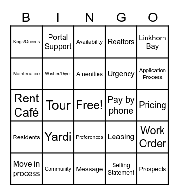 Work Stuff Bingo Card