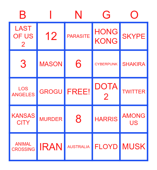 2020 BINGO Card