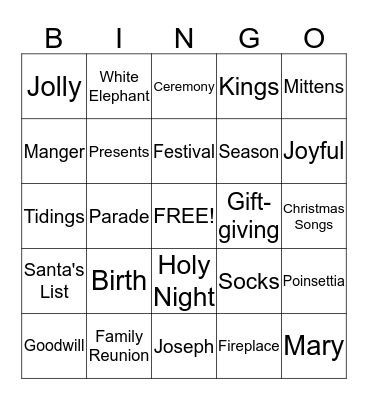Happy Christmas Bingo Card