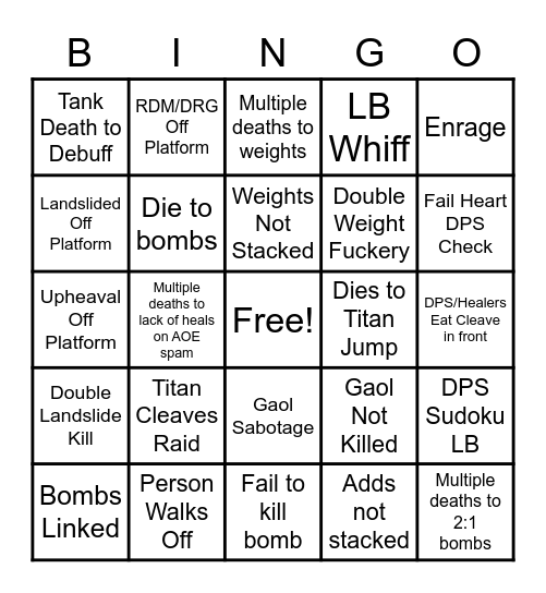 TITANPar Bingo Card