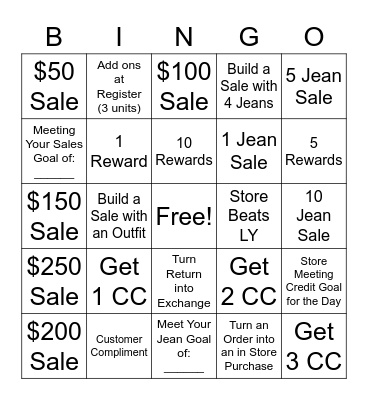 Employee Bingo Card