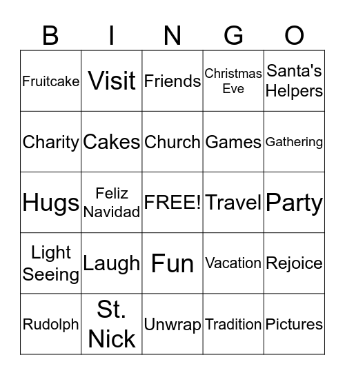 Joyful Christmas Bingo Card