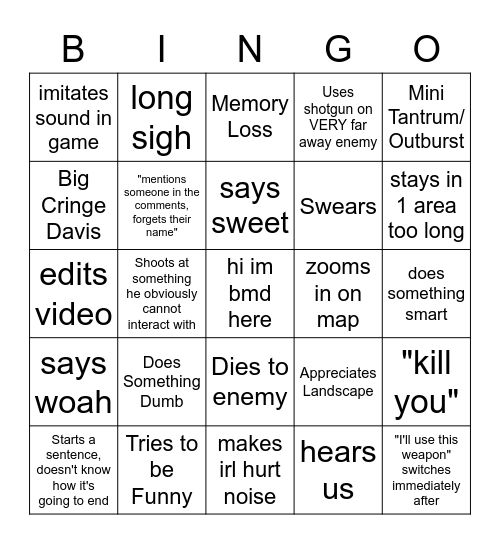 hello zinc Bingo Card