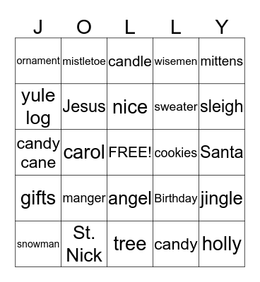 Wood Christmas Bingo Card