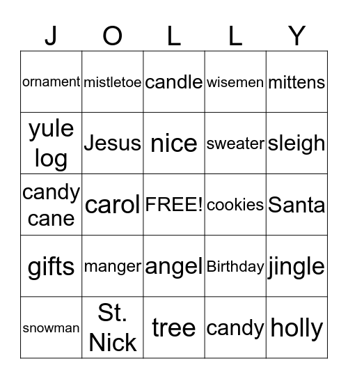 Wood Christmas Bingo Card