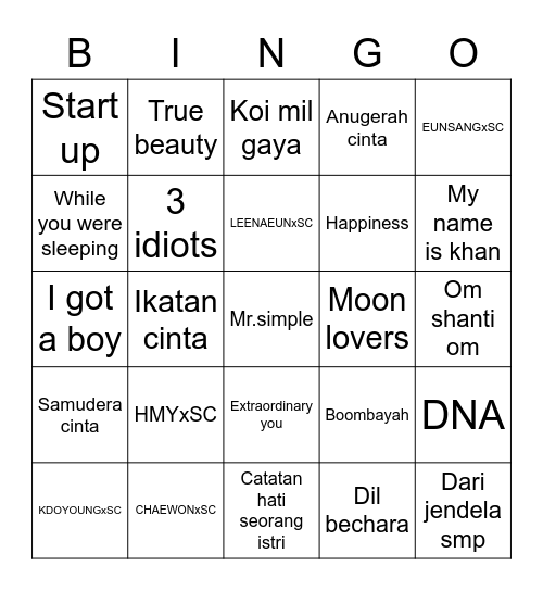 Bingo Chaewon Bingo Card