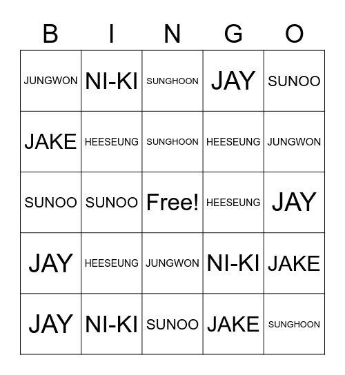 ENHYPEN Bingo Card