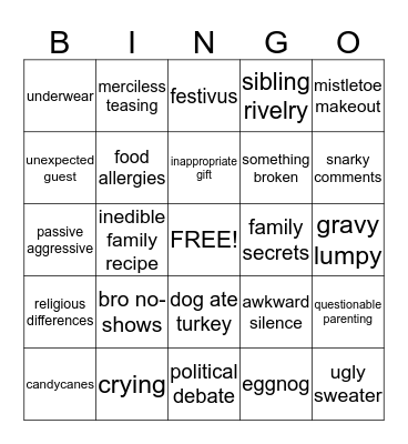 christmas family bingo Card