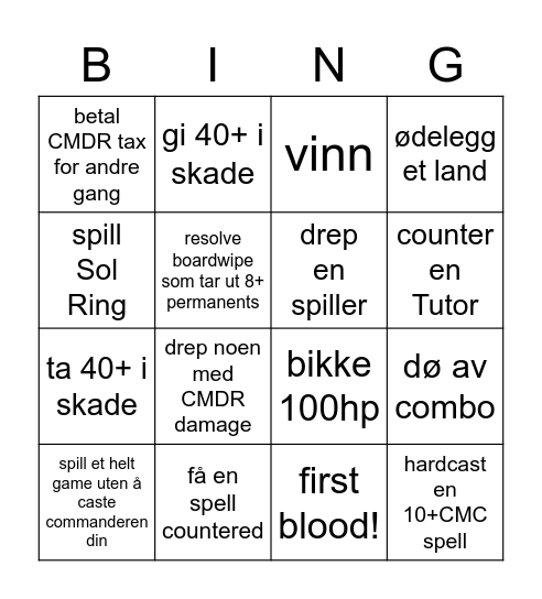 DC 2020 Bingo Card