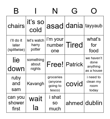 azreena Bingo Card
