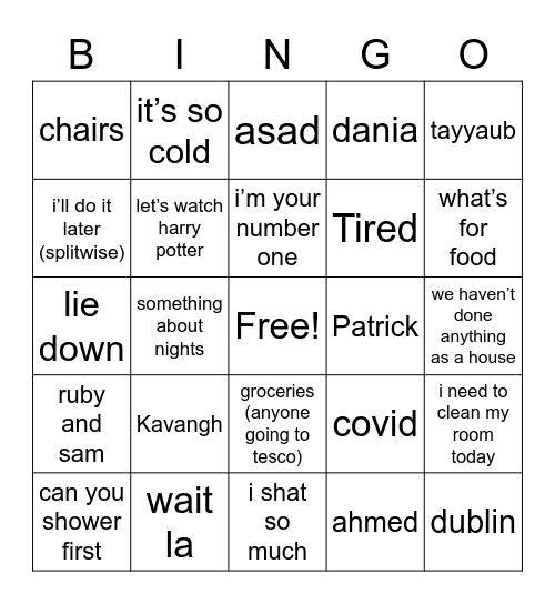 azreena Bingo Card
