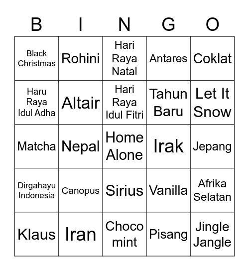 Punya Achi Bingo Card