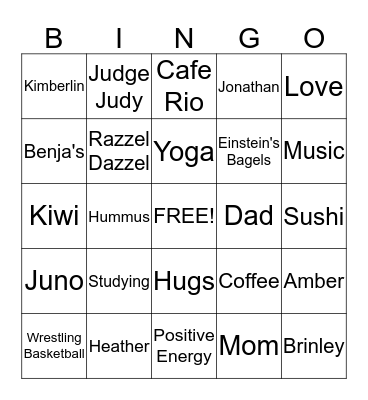 Winn Bingo Card