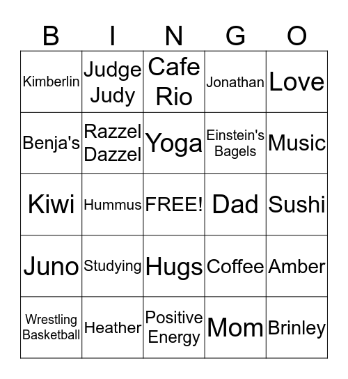 Winn Bingo Card