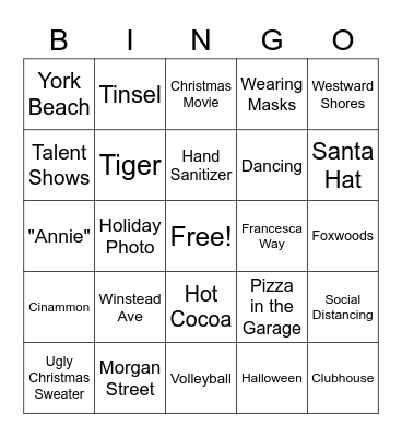 Family Bingo Card