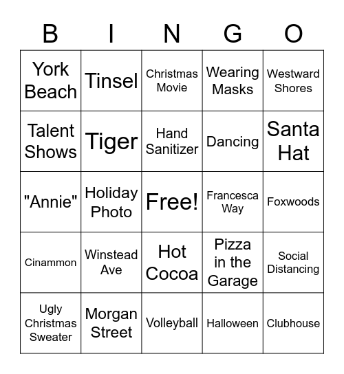 Family Bingo Card