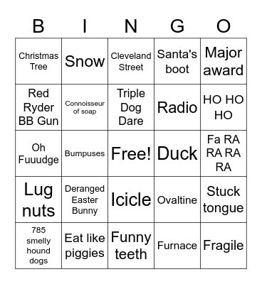 The Christmas Story Bingo Card