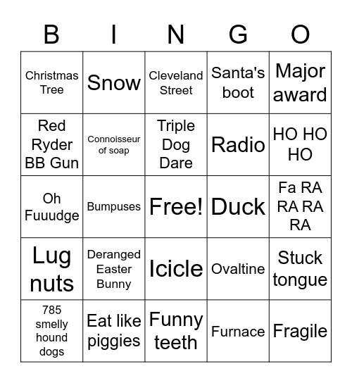 The Christmas Story Bingo Card