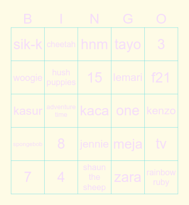 Yuqi Bingo Card