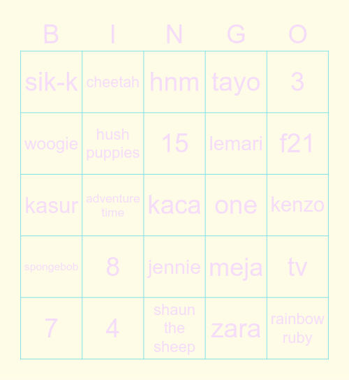 Yuqi Bingo Card