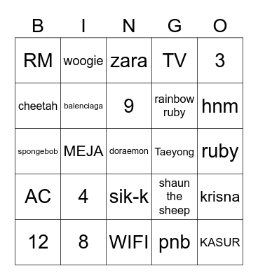 TEN Bingo Card