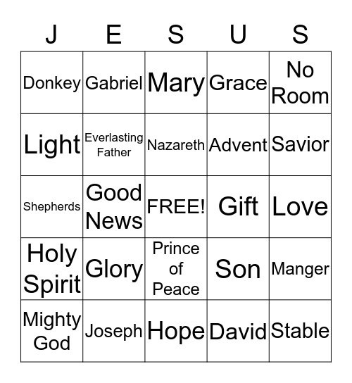 JESUS BIRTH Bingo Card