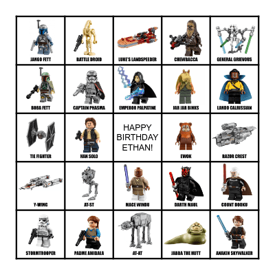 LEGO STAR WARS BINGO Card