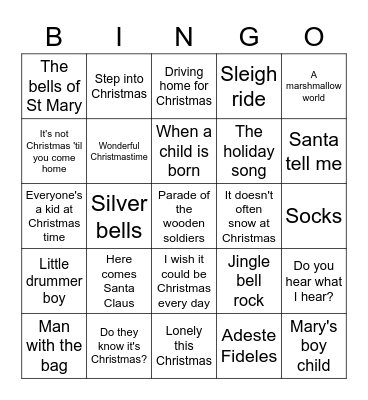 Chrimbo Bingo Card