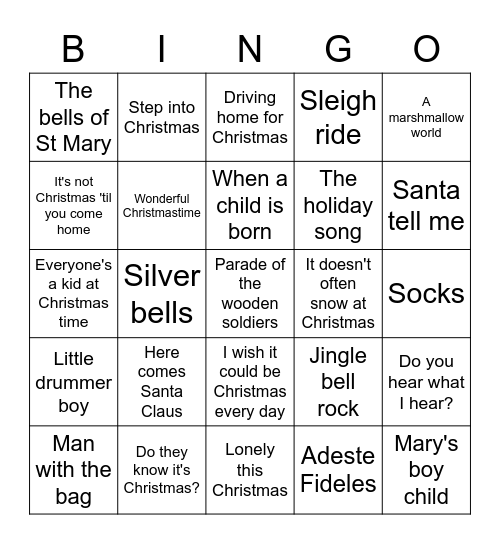 Chrimbo Bingo Card