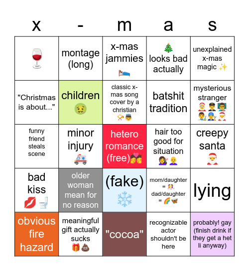 x-mas in love Bingo Card