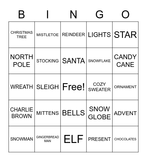 CHRISTMAS BINGO Card