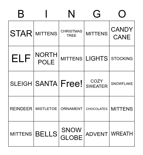 CHRISTMAS BINGO Card