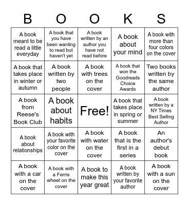 In 2021 Read Bingo Card