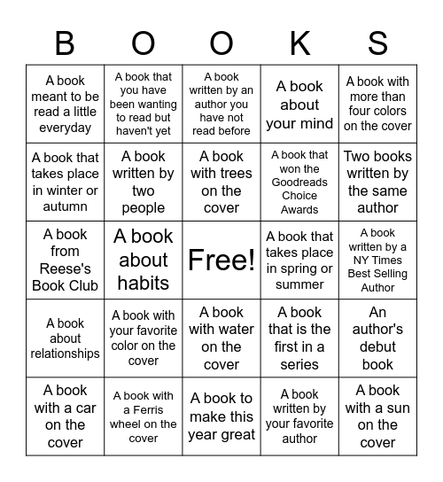 In 2021 Read Bingo Card