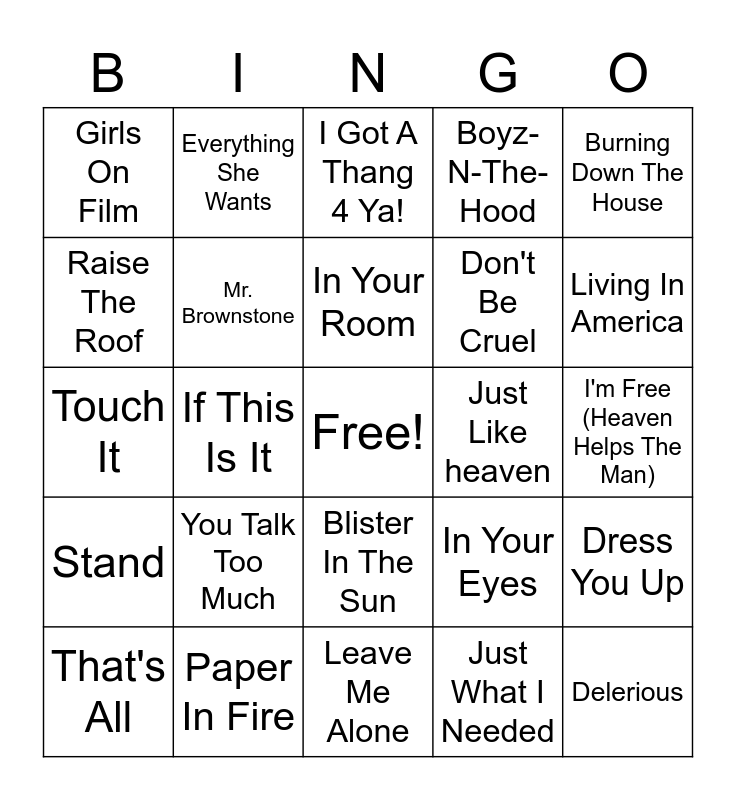 Random Hits 2 Bingo Card