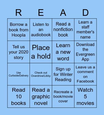 AMPL Winter Reading 2020 Bingo Card