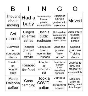 HHS 2020 Bingo Card