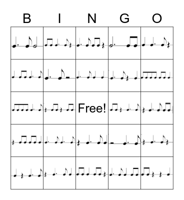 Rhythm Bingo (Dotted Quarters) Bingo Card