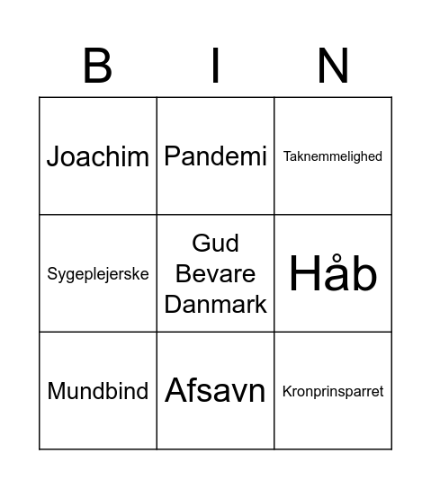 Nytårsbingo Card