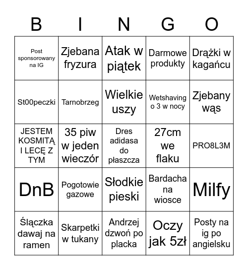 Mroczek Bingo Card