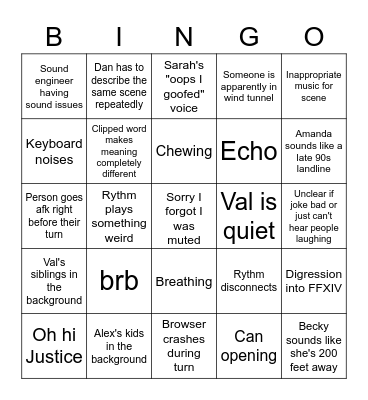 D&D on Discord Bingo Card