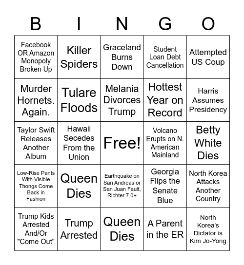 2021 Bingo Card