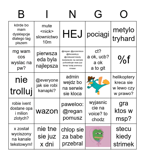 REVOSGO BINGO Card