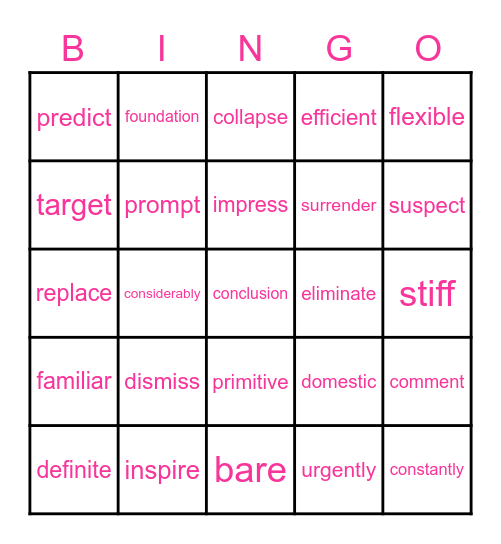 Review for the final exam (JCEE) Bingo Card